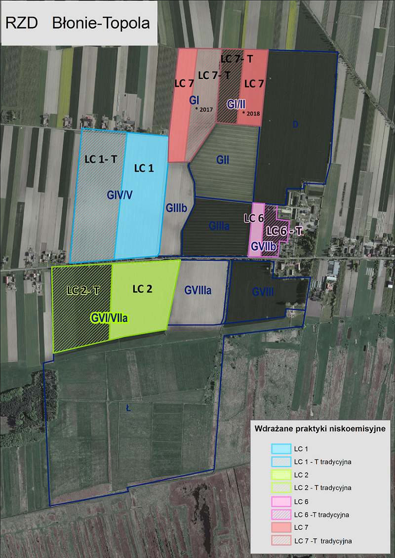 mapa pola Blonie Topola